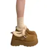 Sapatos Birkenstock com Sola Grossa, Aumentadores de Altura, Aveludados por Dentro, Espessos, Totalmente Fechados, Femininos, Novo Estilo 2026, Sapatos de Algodão com Pelo para Inverno, Botas de Neve, Mocassins