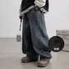 Calça Jeans Forrada com Fleece para Meninos Outono e Inverno 2025 Nova Roupa de Inverno Grossa para Crianças Meninos Grandes