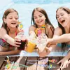 St060 Pajitas de Piscina de Verano Hawaianas para Cumpleaños 24 Una Bolsa Pajitas Temáticas para Fiesta de Cumpleaños