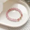 Nuevo Pulsera de Cristal Rosa del Mar de China Oriental Estilo Chino Cristal Natural para Mujer Venta al por Mayor Pulsera de Cristal Fresa Amor para Niñas Diseño Regalo