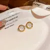 Aretes de aro huecos estilo retro europeo y americano para mujer, a la moda, lujo ligero, aretes elegantes de alta gama en turquesa estilo francés