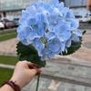Hortensia verde hidratante de comercio exterior, tacto suave de goma, hortensia de una sola cabeza, hortensia grande, decoración suave para bodas, fabricante de flores falsas