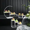 Decoraciones Blancas para Mesa de Postres Estilo Europeo, Accesorios para Bodas, Soporte para Pasteles de Cumpleaños, Soporte para Bocadillos de la Hora del Té, Soporte de Exhibición para Pausa del Té de Comida Fría