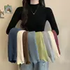 Top de Malha Preto de Gola Alta Justo para Mulheres, Estilo Outono/Inverno, Roupa Íntima Primavera/Outono, Tamanho Único