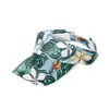 2025 Nuevo Sombrero de Sol Transfronterizo Imitación Seda Estampado de Flores Sombrero sin Copa Superior Visera Curva Parte Superior Vacía Sombrero de Sol Verano Mujer
