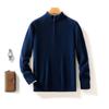 Suéter de Lana 100% Puro para Hombre Cálido de Cuello Medio Alto Suéter Tejido Suéter de Negocios de Cuello Medio con Media Cremallera Camiseta Base Tejida
