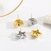 Pendientes de estrella de 18 quilates chapados en cobre personalizados y sencillos, joyería para mujer, pendientes geométricos redondos semivacíos populares y de moda.