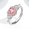 Anillo nuevo para mujer con circonita engastada en garra de diamante artificial en forma de corazón rosa, transfronterizo, con diamante de gota, oro rosa y diamantes