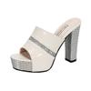 Sandalias de tacón alto para mujer 2023 Verano nuevo combinación de colores pantuflas de exterior tacón grueso tacones altos gran cantidad Congyou