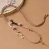 Cordón de Cuero Encerado Delgado Lanyard Tejido a Mano Colgante de Jade Ágata Ámbar DIY Cadena de Collar con Colgante de Combinación Libre