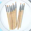 Kit de Canetas e Pincéis para Nail Art, Ferramentas de Nail Art com Cabo Único de Madeira, Canetas para Pintura e Desenho de Linhas, Ponta Redonda, Ponta Plana, Canetas de Gel UV