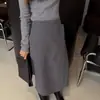 Falda de lana gris para mujer, otoño e invierno 2026, estilo francés, falda cruzada de una pieza, de longitud media, ropa para mujer transfronteriza