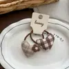Pinzas y ligas para el cabello de cuadros en tonos marrones otoñales con estrellas y corazones, estilo vintage y sofisticado, para coletas dobles y flecos de niñas