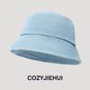 Sombrero de Pescador de Mezclilla de Color Sólido Estilo Japonés Vintage Combinable Sombrero de Cubo para Niña Verano Fino Liso Sombrero para el Sol Transfronterizo