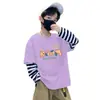 Camiseta de manga comprida para meninos, camiseta básica casual de desenho animado para primavera e outono, roupa de outono 100% algodão, novo modelo 2026 para bebês e crianças