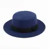 Chapéu Chapéu Feminino Estilo Coreano Lã Outono e Inverno Preto Retrô Cavalheiro Estilo Britânico Copa Reta Chapéu com Laço Chapéu de Feltro