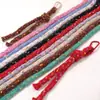 Corda de fio oco colorida de poliéster fio de poliéster DIY corda de tricô artesanal decoração chaveiro de miçangas Perler pingente de bolsa