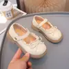 Zapatos de princesa de cuero para niñas, colección otoño 2026, estilo infantil con lazo, planos negros de inspiración británica, para actuaciones de niñas pequeñas