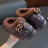 Pantuflas de algodón para niños, colección otoño/invierno 2026, diseño de gato de dibujos animados en EVA para niñas, uso interior/exterior, impermeables, con capa exterior peluda