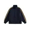 Chaqueta retro americana 2026 con tres rayas y cuello alto, marca de moda unisex, chaqueta cárdigan abrigo holgado con doble cremallera