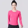 {2554 Feito Sob Medida} Top de Yoga Outono Inverno Roupa Esportiva Gola Redonda Camiseta Slim Fit Manga Longa Absorvente de Umidade Absorvente de Suor Outdoor
