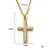 Moda Europeia e Americana Tendência Colar Cruz de Aço Titânio Cravejado com Diamantes Ouro 18K para Mulheres, Pingente Geométrico Versátil Atacado