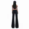 Jeans acampanados de doble botón azul grisáceo transfronterizos 2026, no ajustados, ligeramente acampanados, nuevos pantalones versátiles adelgazantes para mujer