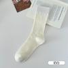 Meias Brancas para Mulheres no Verão, Meias Finas de Algodão Absorventes de Suor Respiráveis de Cano Médio, Malha Vazada, Meias de Fio Macias e Resistentes ao Desgaste