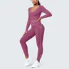 Novo conjunto de yoga de cor blocada transfronteiriça escovado de gola baixa justo, roupa esportiva de alta qualidade para fitness, conjunto para corrida e treino