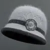 Sombreros para mujeres de mediana edad y mayores, otoño e invierno, para madres, forrados de polar, cálidos, sombreros de lana tejidos, para señoras mayores, de pelo de conejo, de ala ancha, sombreros de algodón