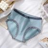Roupa íntima de renda explosiva sem costura de cintura média feminina, fibra de prata nano respirável, antibacteriana, levantamento de quadril, estilo japonês, roupa íntima feminina triangular