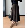 Falda de Sirena A-Line de Longitud Media de Alpaca Estilo Hepburn para Mujer, Otoño e Invierno T1027Q