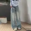 Calça Jeans Clara Wide Leg para Mulheres, Cintura Alta, Novo Estilo de Verão, Tamanho Grande, Gordinhas, Solta, Efeito Emagrecedor, Calça Reta para Corpo em Pera
