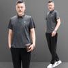 Playera de Manga Corta de Seda de Hielo para Hombre Verano Mediana Edad y Ancianos Traje Deportivo para Hombre Moda Solapa Suelta Casual Verano Delgada de Papá