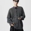 Suéter de punto estilo americano, suéter casual de alta calle, cuello alto gris, marca eanfi, corte holgado, cárdigan, estilo moderno para hombre