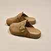 Sandálias chinelo fechadas estilo Birkenstock com sola grossa retrô para mulheres, nova coleção de outono, com design de biqueira falsa, adequadas para gestantes