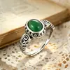 Anel Feminino Fashionável Retrô Novo Estilo Chinês Design de Nicho Sensação de Padrão Envelhecido Anel Oval de Jade Venda por Atacado de Fábrica