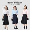 Esta Moda de Outono Camisa de Manga Comprida Elegante Feminina Saia Elegante de Comprimento Médio Acima do Joelho Terno Profissional Camisa de Chiffon Branca para Mulheres