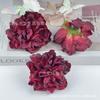 Flor de Peonía Simulada de 9 cm con Borde Quemado, Material para Broche de Flor Hecho a Mano DIY, Estilo Antiguo, Pasador, Boda, Boda, Decoración del Hogar