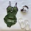 Traje de baño de competición "Verde Musgo" para mujer, para piscina, nuevo de verano 2026, traje de baño de una pieza ajustado para mujer