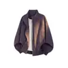 Chamarra de vuelo V37 estilo americano de marca de moda, patchwork deconstruido con cuello alto para hombre, primavera, morado de alta gama, holgada, con cierre