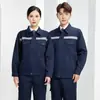 Roupas de trabalho resistentes ao desgaste para primavera e outono para homens e mulheres, roupas de trabalho estampadas de manga comprida, adequadas para canteiros de obras, reparo de automóveis, uniformes de fábrica refletivos