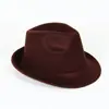 Sombrero de Escenario Plano de Borde Enrollado Estilo Británico para Hombre, Sombrero de Jazz Vintage de Ala Corta para Caballero, Sombrero de Fieltro para Otoño e Invierno