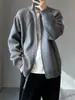 Cárdigan con cremallera de forro polar ártico para hombre, estilo casual holgado para primavera y otoño, chaqueta suéter con cuello vuelto, estilo versátil y casual