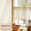 Cortina de Gaze de Renda Francesa Meia Cortina Cortina Curta Velcro Sem Furo Estilo Japonês Gaze de Linho Cozinha Cortina Pequena Cortina Pronta