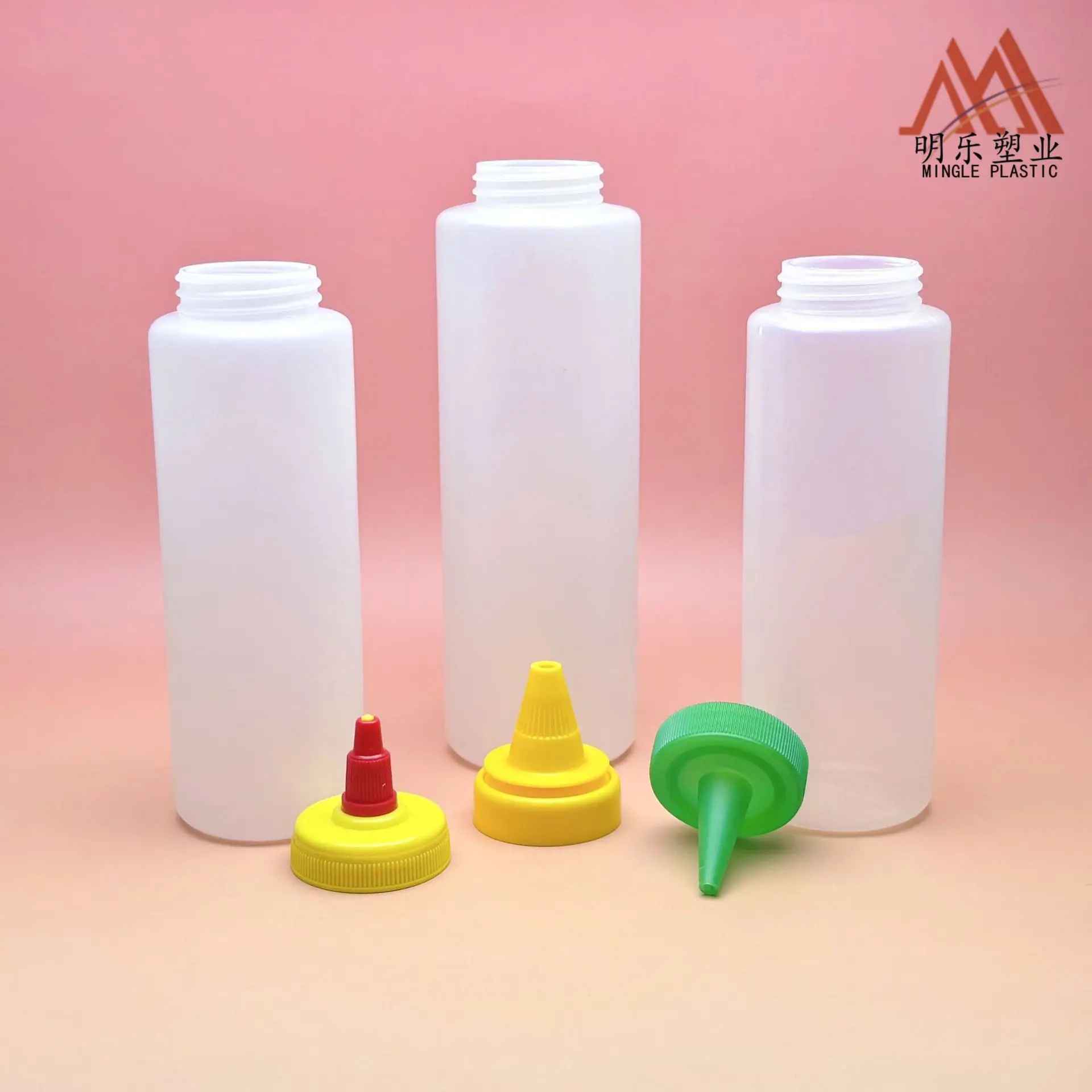 250-300ML+500ml直筒圆广口PE瓶(新黄盖+尖嘴