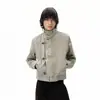 Jaqueta de Trabalho Fashion Estilo Retrô Americano com Fivela de Avião Outono 2026 para Homens e Mulheres, Marca Tendência, Jaqueta Curta de Ombro Reto, Moda para Casais