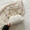 Bolso de Noche Flor Estéreo de Gasa Color Champaña Bolso Cheongsam para Dama Bolso para Vestido Hecho a Mano Bolso con Cadena Decorativa Bolso de Mano
