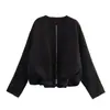 Atacado de Roupas Femininas para Comércio Exterior: Nova Jaqueta Casual Curta Gola Redonda Retro Americana, Jaqueta de Beisebol Versátil da Moda