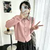 Moda tejida estilo coreano para mujer, nuevo suéter de punto versátil para otoño, cuello de camisa en capas, imitación de dos piezas, reductor de edad para el trabajo